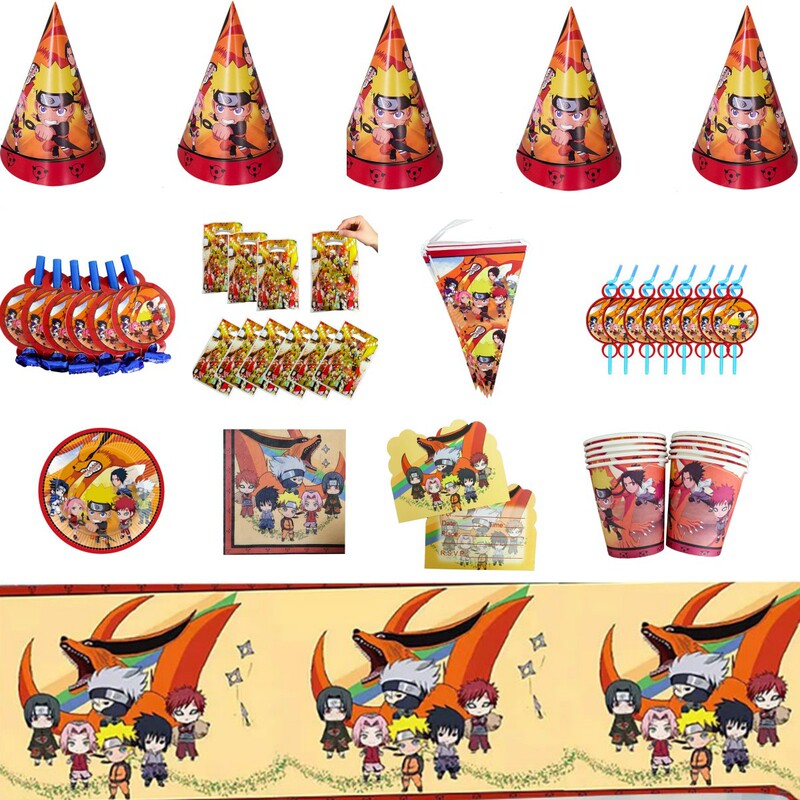 Naruto Birthday Party Supplies Boy Birthday Party Banquet Decoration Disposable Tableware Paper Plates Paper Cups Paper Towels