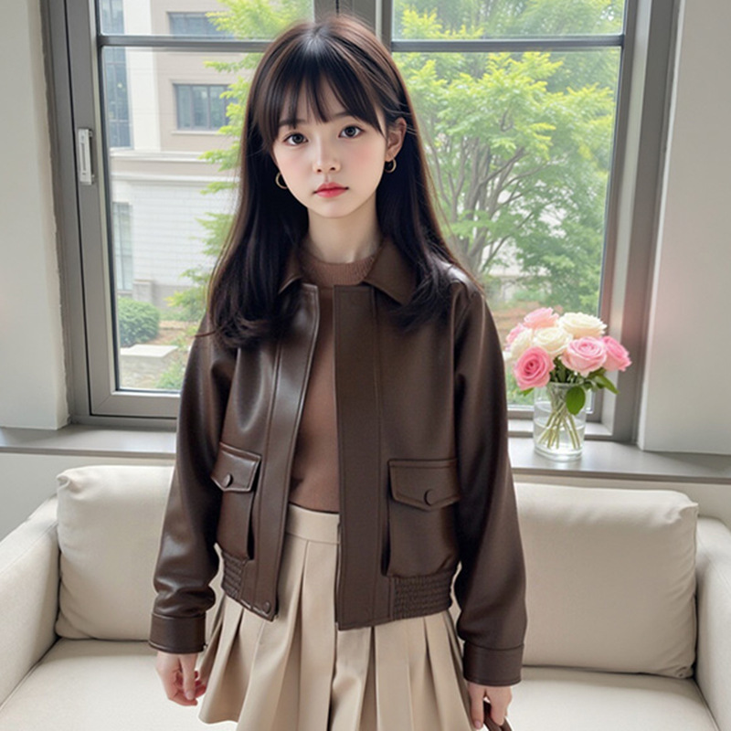 Solid color autumn children's jacket