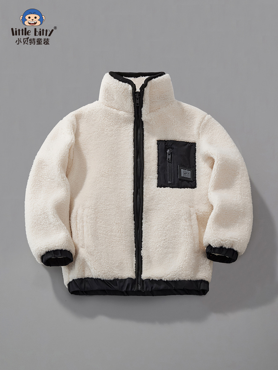 European and American Cross-Border 25-Year-Old Autumn and Winter Kidsren's Jackets, Trendy and Fashionable Boys and Girls Color-Blocked Cashmere Kidsren's Jackets