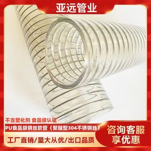Food Grade Hose Does Not Contain Plasticizer 304 Steel Wire Plastic Pipe Odorless Polyether Type Pu Food Grade Steel Wire Hose