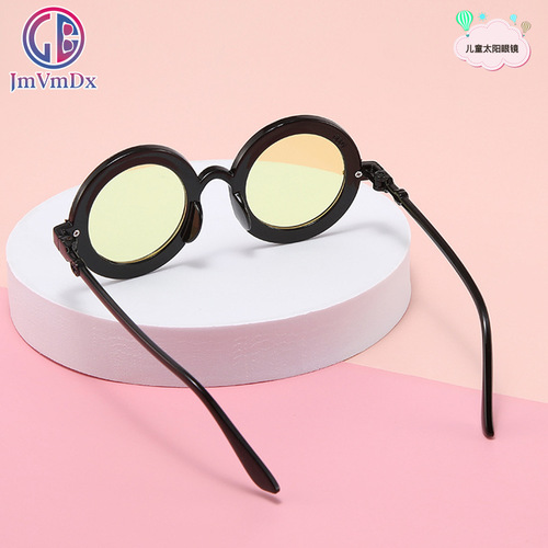 Children's retro new round color-changing sunglasses for baby girls fashion letters anti-UV Korean style sunglasses wholesale