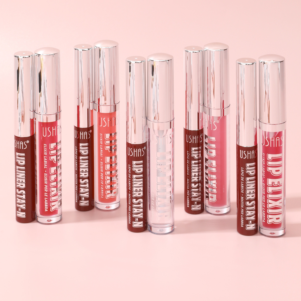 USHAS explosión venta al por mayor transfronteriza duradera doble desgarrador de lápiz labial + conjunto de lápiz labial UC115