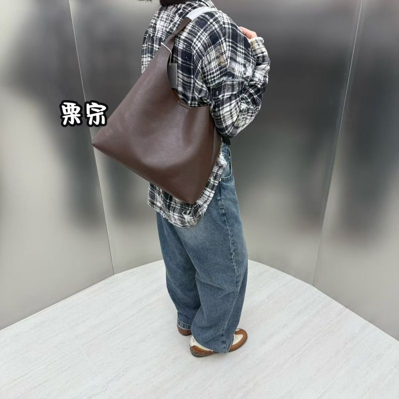 纯色软皮腋下包包女2025秋季大容量百搭高级感通勤单肩托特包批发|undefined