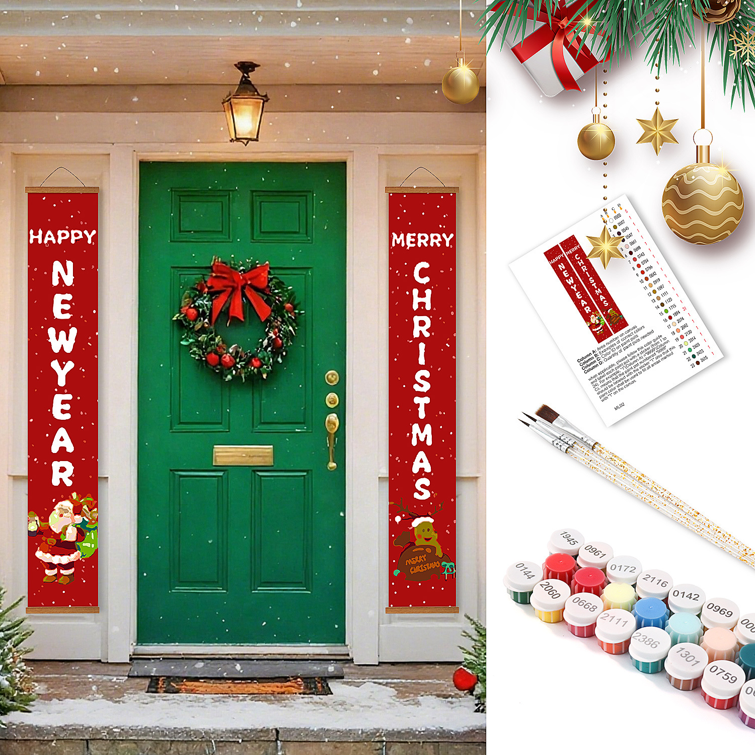 全球新春爆款diy数字油画对联打造专属年味个性装饰画带挂轴挂画