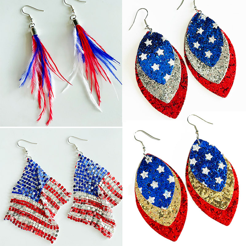 1 Pair Simple Style Classic Style Geometric Printing Pu Leather Drop Earrings display picture 1