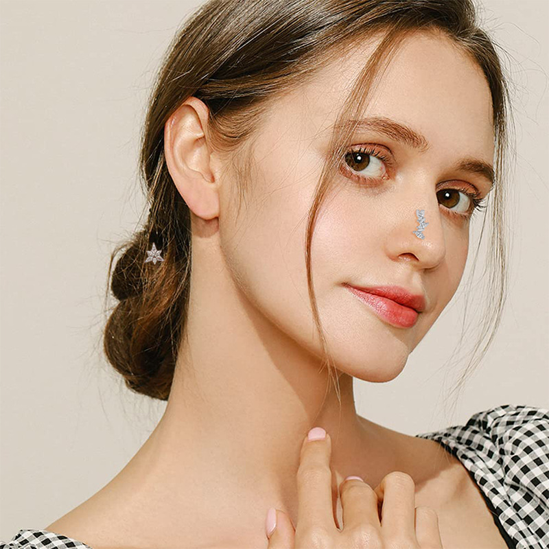 Bent Rod Stainless Steel Fashion Zircon Side Nose Stud Fine Needle Piercing Earring Yiwu Source Manufacturer Wholesale_voghion.com
