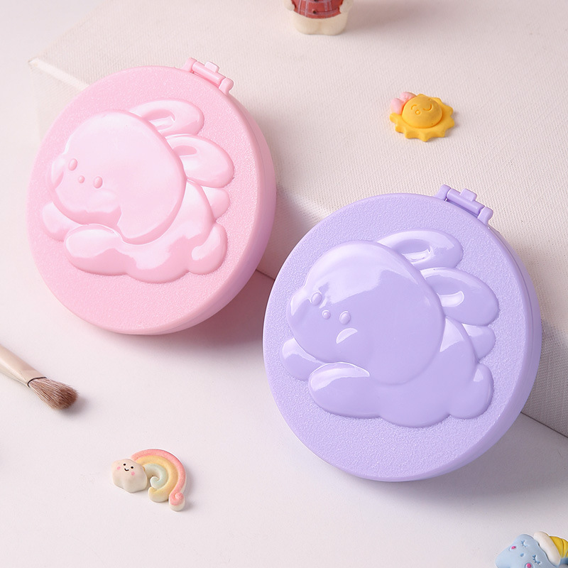 Espejo de maquillaje de dibujos animados plegable peine portátil con espejo pequeño espejo redondo creativo espejo de maquillaje estudiantes lindos espejos de plástico
