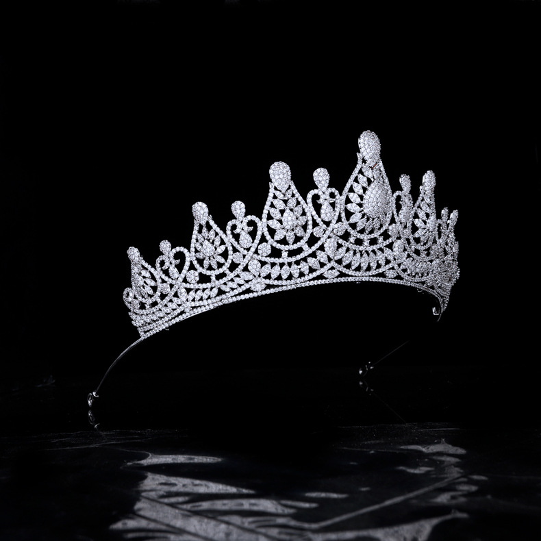 Title 4, Micro Set Zircon Crown Wedding Headwear Bridal ...