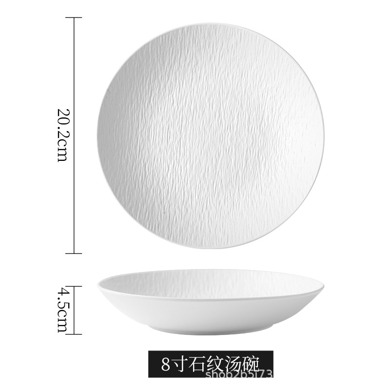 Matte white-8 inch deep stone plate
