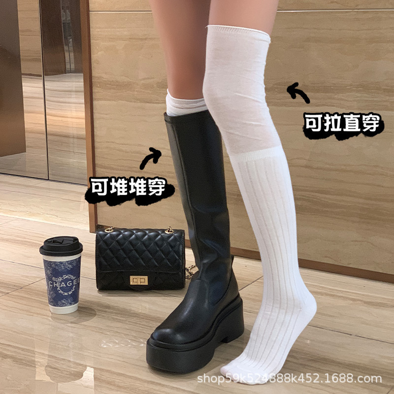 White Stockings Children's Autumn and Winter Cotton Rider Boots Long Boots Thigh High Calf Over-knee Stockings