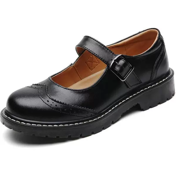 Amazon Aliexpress Model 37-43 Large Size European and American Cross-Border Shallow Thick-Soled Buckle Single Shoes Women's Leather Shoes Casual Shoes
