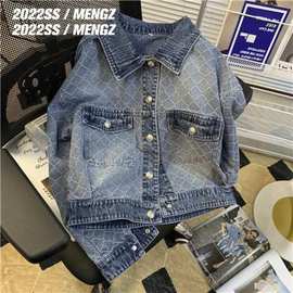 小香风重工设计师款牛仔外套女秋季2024年新款韩版洋气撞色夹克