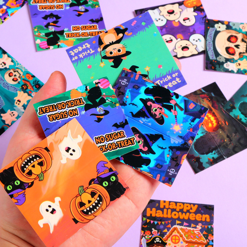 Cross-Border Creative Halloween Greeting Card Pumpkin Witch Skull Decorative Card Gift Half-Fold Card Card Head Material