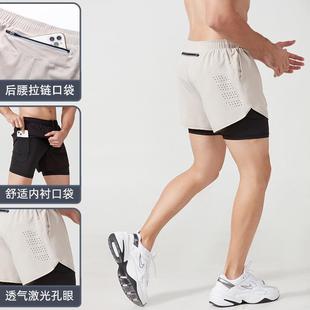 Sports shorts men's summer double-layer lining basketball training fitness pants loose breathable running quick-drying shorts