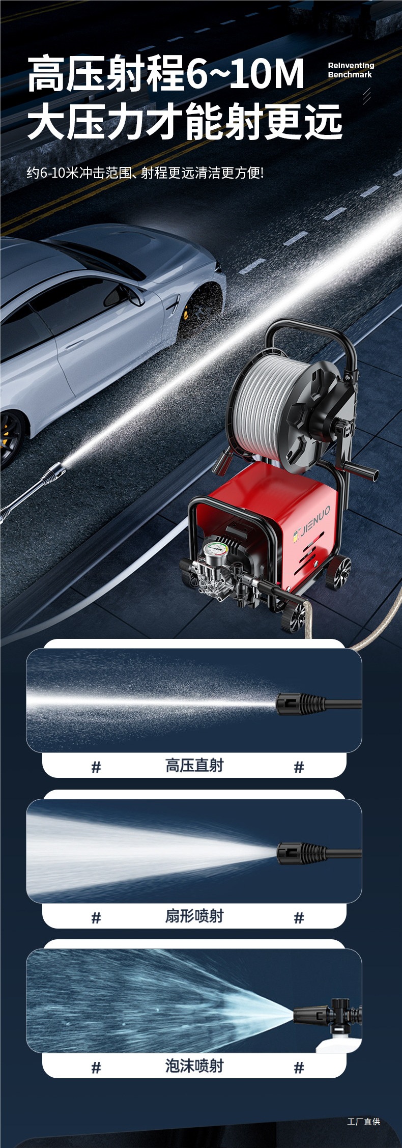 Car Wash Machine 220V Household High-Pressure Water Pump High-Power Booster Super Powerful Floor Cleaning Tool Car Wash Water Gun Qingpei Hui