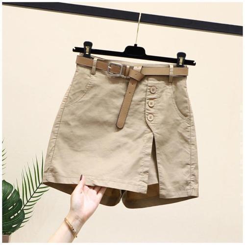 Women's Cotton Shorts 2025 Spring Collection Korean Style Fashion Casual Slimming Button and Elastic Waist Workwear Pants