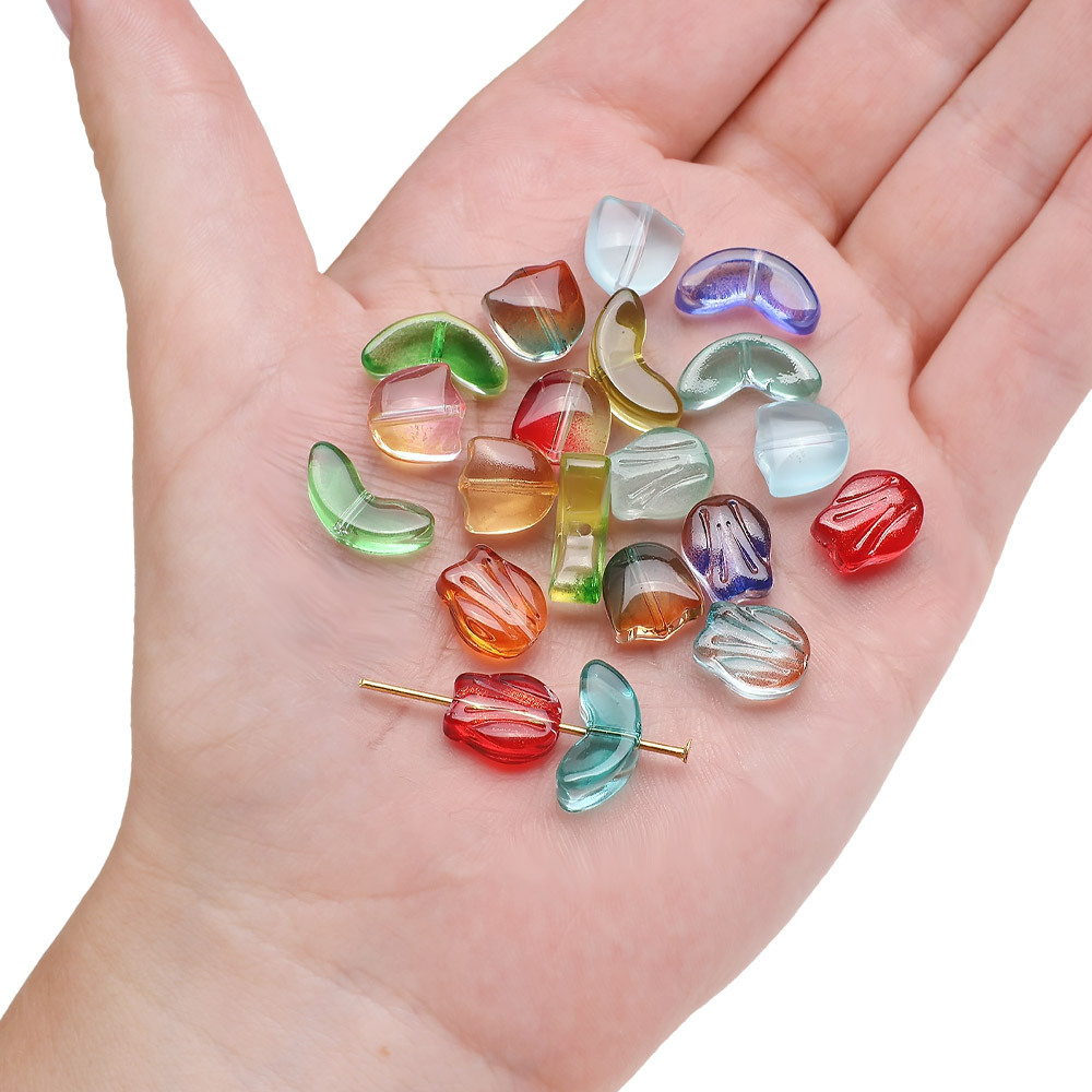 Plating Design 20 Sets Per Pack 5 * 14mm 8 * 10mm Glass Flower DIY Jewelry Accessories Beads