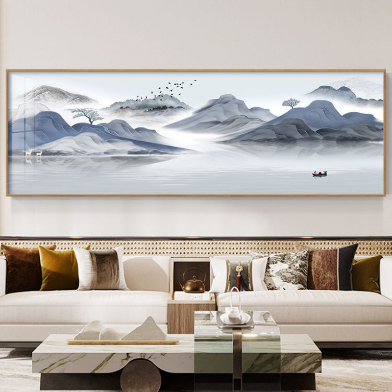 沙发办公室中式图新装饰画背景墙壁画客厅书房山水画千里挂画江山|undefined