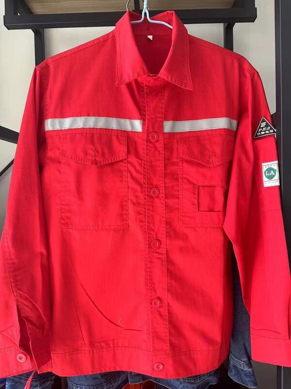 Sinopec 夏薄型メッシュ帯電防止作業服反射ストリップスーツ油田防汚通気性男性労働保護服|undefined