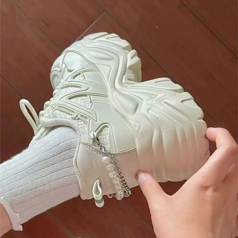 Туфли для папы в стиле ретро с цепочкой из бисера, летние красивые туфли на платформе, туфли на толстой подошве, повседневная спортивная обувь для женщин