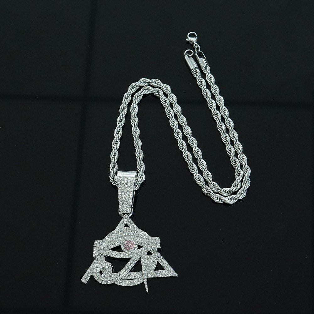 Nuevo colgante de diamantes de imitación de aleación Horus Eye con collar de giro de 5MM joyería de hip-hop para hombres al por mayor