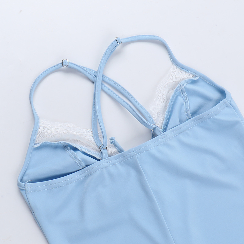 Autumn Classic Elegant Slim Strap Lace V neck Sexy Mini Dress