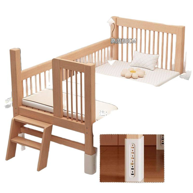 Cama de madera de haya, cama de niños, cama ajustable, cama de madera maciza, cama grande, cama para niños