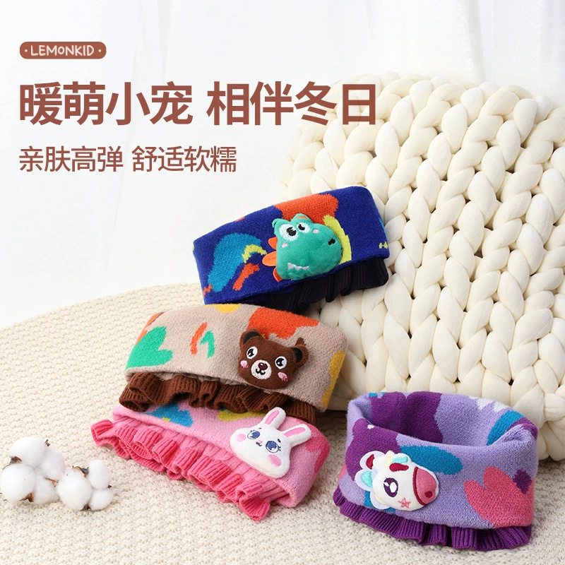 Лимонный детский шарф, шарф для куклы, детский осенне-зимний вязаный теплый ветрозащитный воротник для защиты шеи оптом