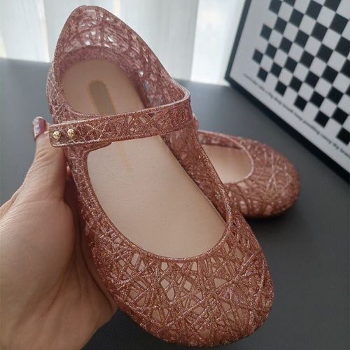 2024 Melissa Summer Children's Shoes Princess Shoes Children's Crocs Bird's Nest Hollow Soft Sole Jelly Shoes Girls Sandals