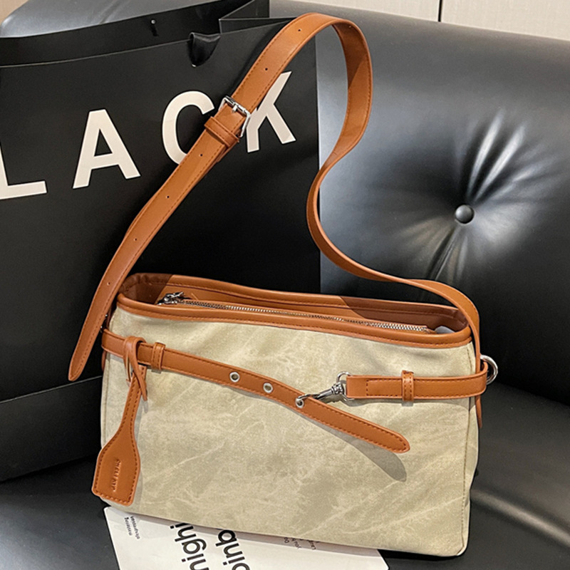 Borsa a spalla minimalista in camoscio elegante per donna_voghion.com
