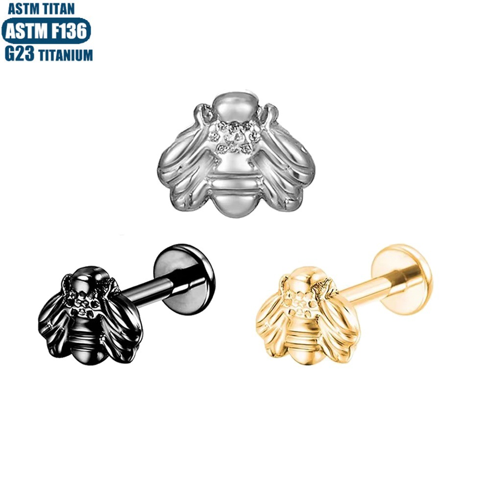 F136 Titanium Alloy Lip Ring Small Ear Nail Thread Inner Tooth Ear Bone Nail Tragus Piercing Earring Cartilage Ring Snake Lip Nail detail image 12