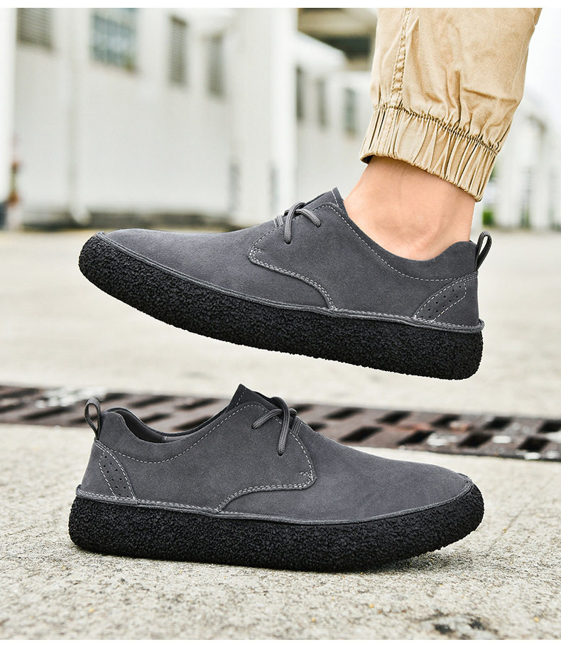 Giày sneaker nam cổ thấp da lộn phối lưới, đế dày — 2307 ren màu xám, 2307 ren nâu, 2307 ren đen, ren 2307m màu chi tiết 18