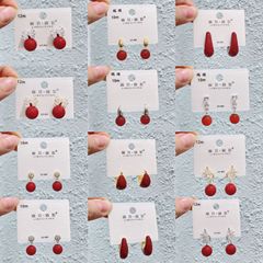 丽银/丽贝丽影红色系列耳饰复古时尚百搭氛围感滴油轻奢耳环预售