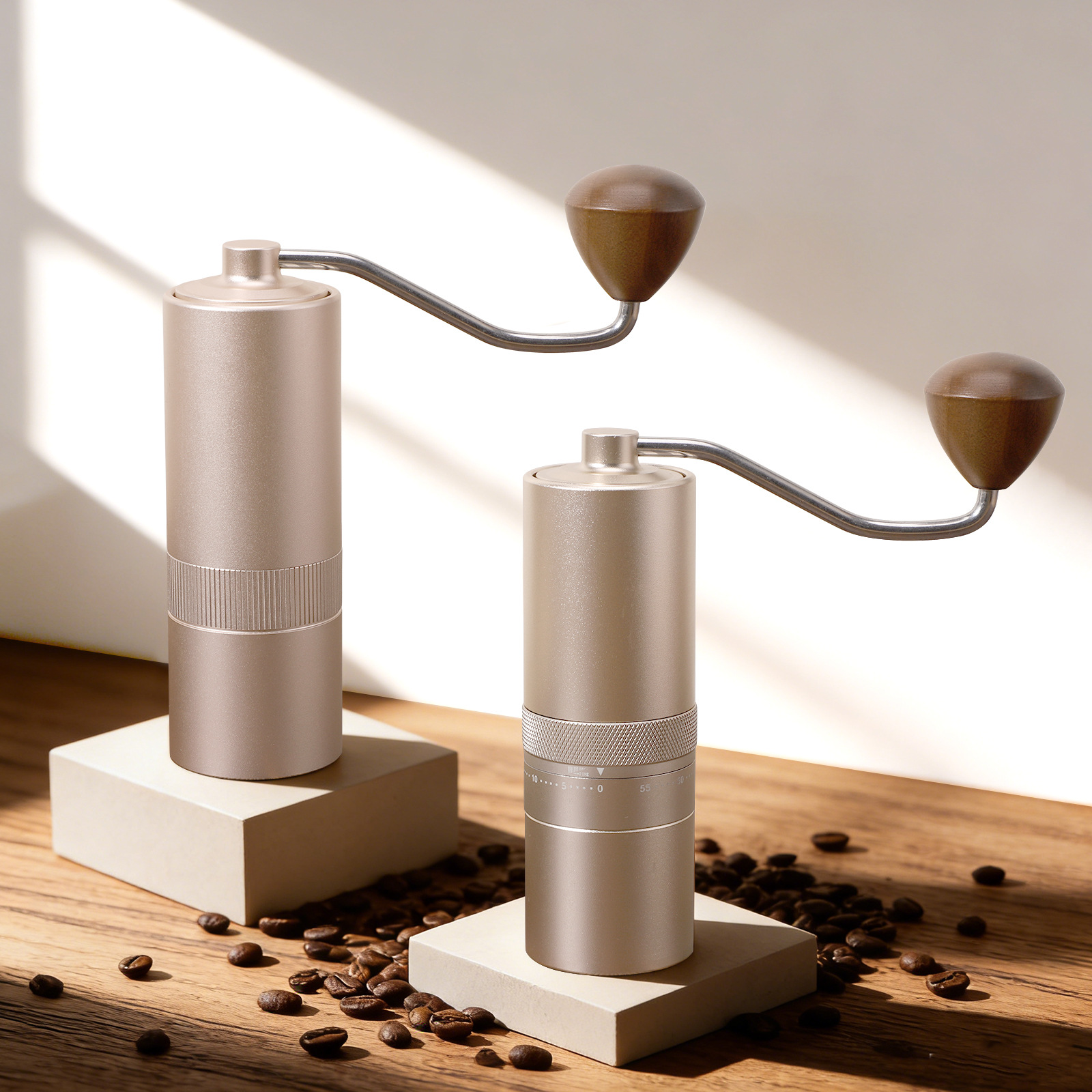 Cross-Border Hot-Selling Adjustable Hand-Cranked Coffee Grinder, Portable Manual Coffee Grinder, Small Household Coffee Appliance