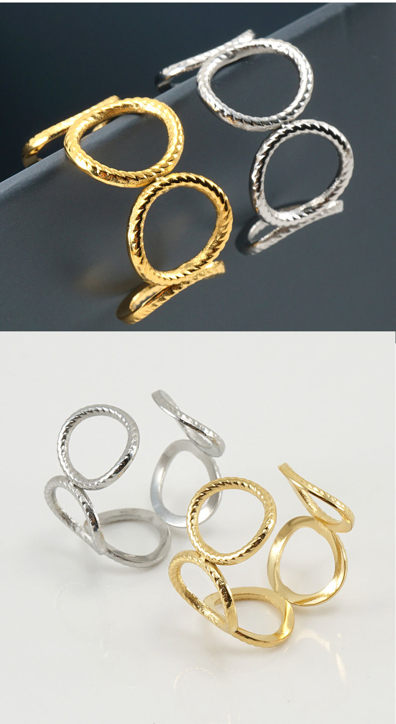 18K Gold Plated Plating Material Open Ring Classification Fashion Geometric Titanium Steel Plating Open Ring