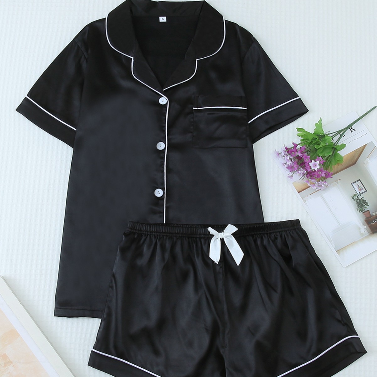 Transfronterizo Europa y América Amazon Xyintemu primavera y verano pijamas de mangas cortas para el hogar de mujeres color multicolor ropa para el hogar