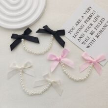 新款少女感珍珠蝴蝶结丝带甜美气简约手工手机壳配饰帽子包包配件