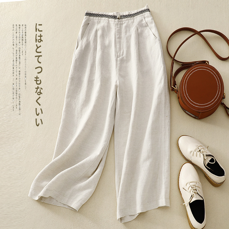 Real Shot of 2026 Summer New Style Cotton and Linen Artistic Plus-Size Wide-Leg Pants for Women, Cropped Casual Pants Real Shot of 2026 Summer New Style Cotton and Linen Artistic Plus-Size Wide-Leg Pants for Women, Cropped Casual Pants
