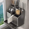 Stainless steel gun ash knife holder chopsticks spoon barrel [wall-mounted countertop dual-use]