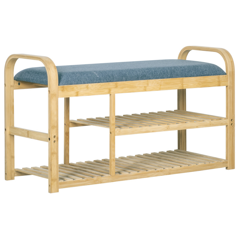 Zapatero simple Puerta de múltiples capas para el hogar portátil Cambio de zapatos taburete a prueba de polvo gabinete de zapatos almacenamiento económico estante de bambú OFERTA ESPECIAL