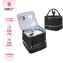 指甲油收纳包双层大容量化妆包皮质美甲包可容纳42瓶亚马逊储物