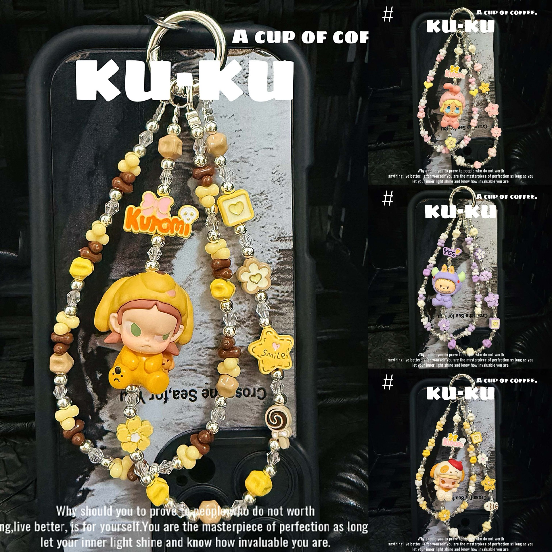 정품 버블 마트 휴대 전화 체인 트렌디 플레이 파자마 파티 귀여운 곡물 가방 펜던트 수제 합금 구슬 키 체인