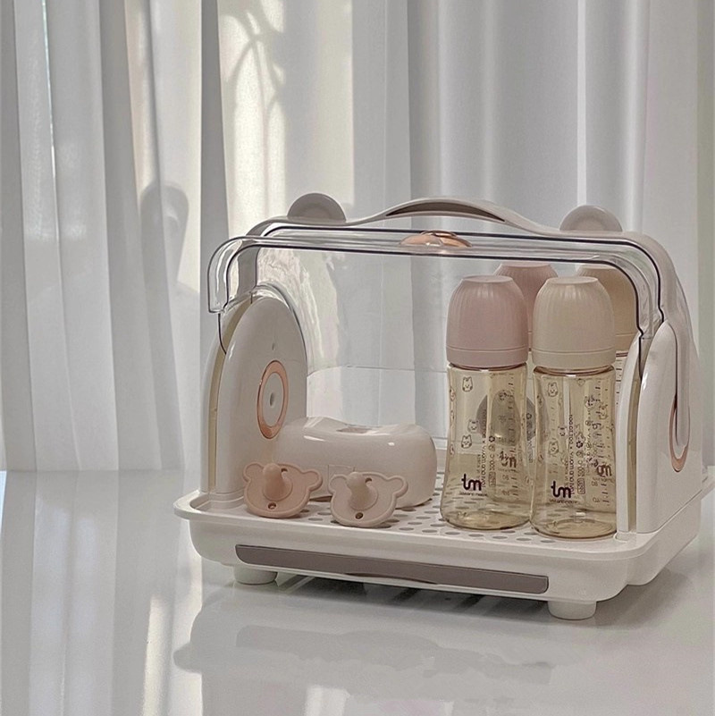 Korean Ins Baby Tableware Storage Box Baby Bottle Storage Box Dust-Proof Large-Capacity Food Supplement Tool Storage Cabinet