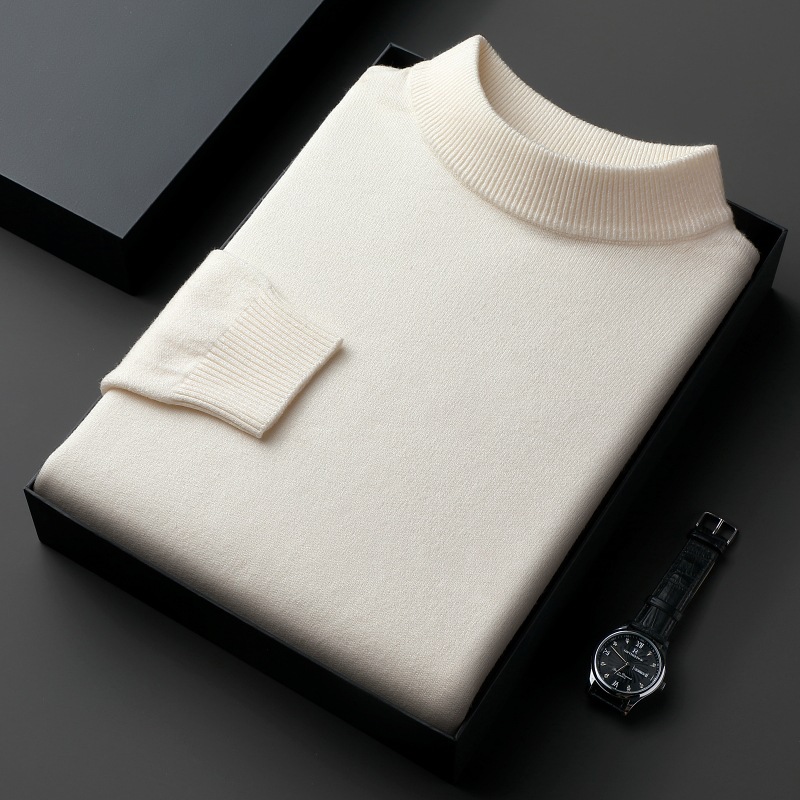 2024 가을과 겨울 새로운 반 높은 칼라 단색 스웨터  안티 필링  많은 상품 간단한 레저