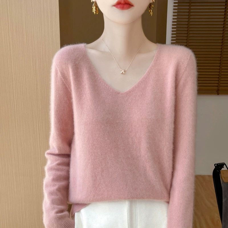 Шерстяной весенний тонкий цветной свитер