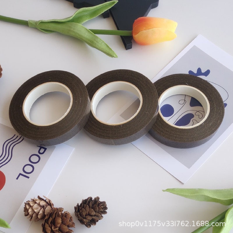 Macaron color Twisted stick hecho a mano bricolaje raíz del pelo de lana cifrado raya tulipán bouquet paquete material negrita