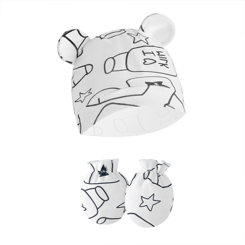Внешняя торговля европейских и американских новорожденных шин колпачок анти-царапин перчатки детская шапка детские перчатки костюм Детская шапка 8902
