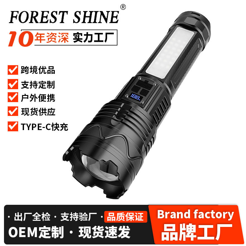 Nuevo tipo de linterna transfronteriza portátil recargable al aire libre, lámpara de luz resistente al agua de larga duración