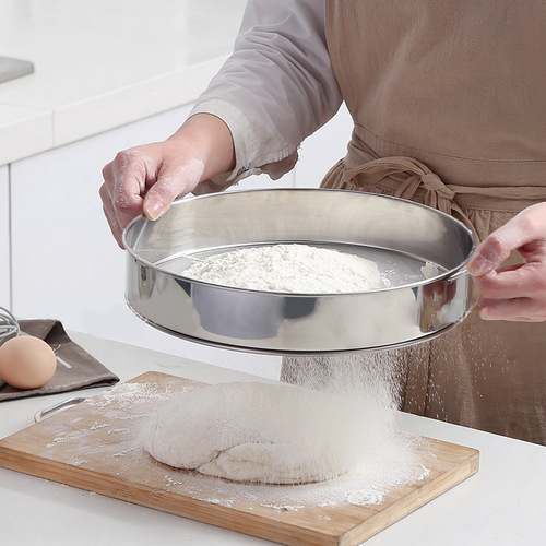 304 stainless steel 60 mesh round flour sieve thickened fine mesh filter dense hole powdered sugar mesh sieve baking tools