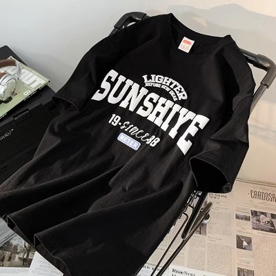 Summer foam printed pure cotton short sleeved T-shirt for men's retro loose oversized trendy clothes T-shirt_voghion.com